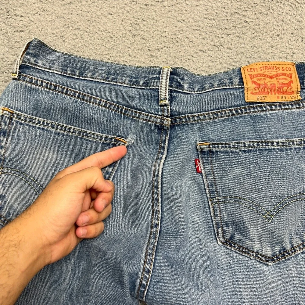 Levi's‎ 505 Jeans Mens 34x29 Regular Fit Blue Excellent Straight Leg Denim